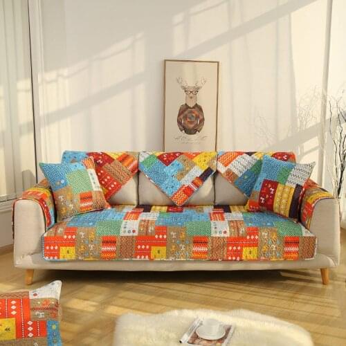 Bohemia Color Fabric Sofa Cover Cotton Slip-Resistant Sofa Towel Chair Covers Mats Living/Drawing Room Decorative L-Shaped