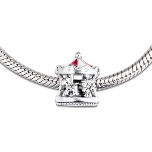 Fits for Pandora Charms Bracelets Christmas Carousel Beads 100% 925 Sterling Silver Jewelry Free Shipping