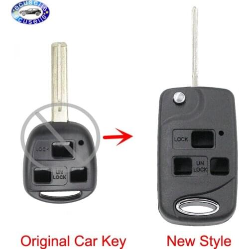 3 Button CONVERSION Flip Remote Key Fob Case Shell For Lexus IS200 GS300 LS400 RX300