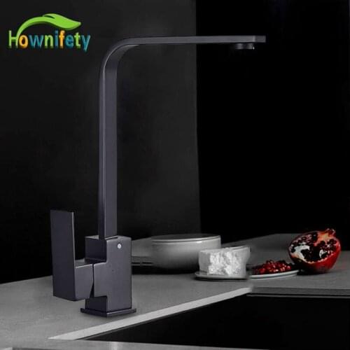 Black Kitchen Faucet 360 Degree Rotation Hot Cold Mixer Crane Tap Deck Mount Single Handle Soft Water
