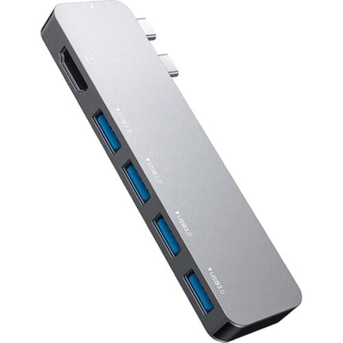 6 in 1 TYPE-C HUB PD HD-MI(4K) USB3.0* 4 Docking Station USB port C Hub 3.0 with PD