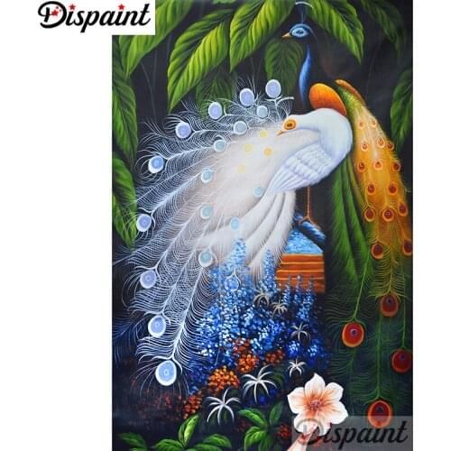 Dispaint Full Square/Round Drill 5D DIY Diamond Painting "Animal peacock" Embroidery Cross Stitch 5D Home Decor A11658