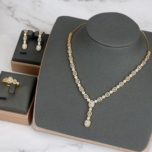 TIRIM Dubai Luxury Elegant Bridal Necklace Set for Women Cubic Zirconia Wedding Jewelry Sets For Brides Accessories jewelri