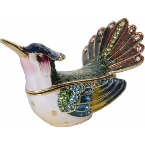 Hummingbird With Fanned Tail Trinket Box Jewelry Organizer Necklace Holder Bird Decoration Gifts for Lovers