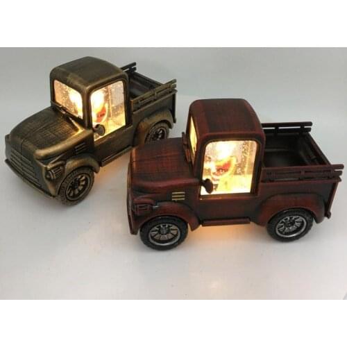 Pickup Trucks Toy Santa Figure Exquisite Workmanship Vintage Style LED Diecast Pickup Trucks Model for Christmas