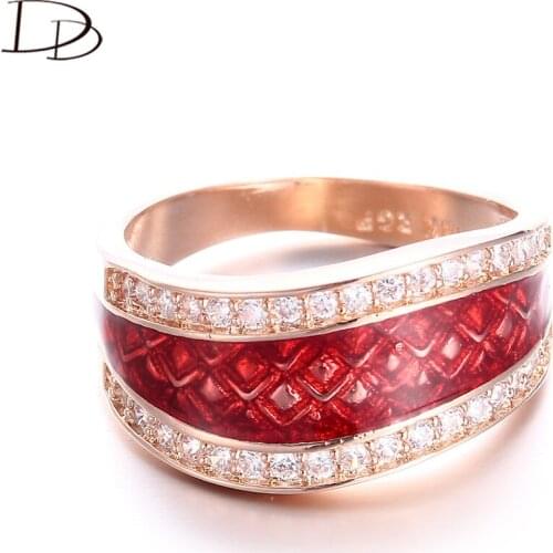 Fashion Jewelry Engagement Rings For Women AAA Zircon Inlay Vintage Bright Red Paint Anel Bijoux Femme Wholesale 18Kr005