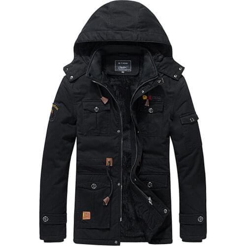 2020 Winter Parkas Coat Men Thick Warm Military Bomber Tactical Jackets Overcoat Fleece Multi Pocket Hooded Windbreaker Jackets