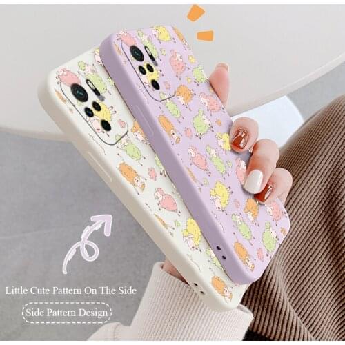 Sheep Liquid Silicone Phone Case For Xiaomi Redmi Note 10 10S 9T 9 8 7 Pro MAX Redmi 9 9A 9T K40 K30 K20 Pro Soft Back Cover