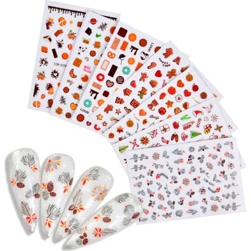 New Christmas DesignsNail Sticker Shine Glitter Snowflake Elk Santa Claus Transfer Slider Winter 3D Decal