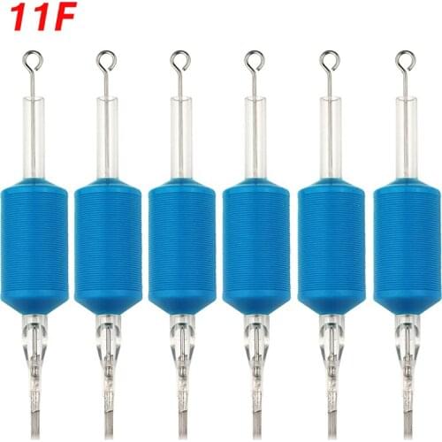 OPHIR 6PCS/Lot 5.71inch 11F Blue Disposable Tattoo Tube Tips with Nozzle Needles Grip _TA111(11F)-6x