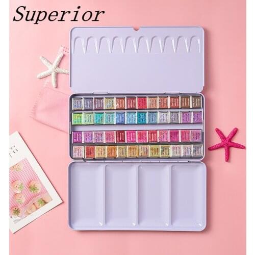Superior Glitter Transparent Solid Watercolor Paint Set Professional Water Colour for Painting Drawing Aquarelle Art Supplies