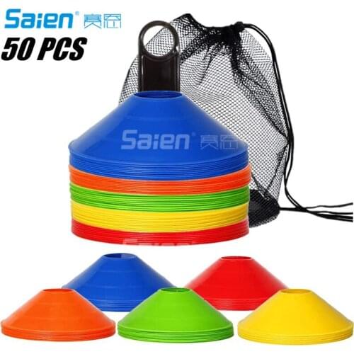 Pro Disc Cones (Set of 50) - Agility Soccer Cones with Carry Bag and Holder for Training, Football, Kids, Sports