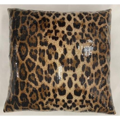 Transparent Sequins Cushion Cover Leopard Digital Printing Pillowcase Decorative