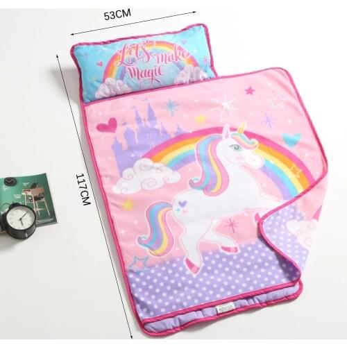 Purple Pink Cartoon Animal Toddlers Preschool Daycare Nap Mat with Pillowcases and Blanket for Boys Girls Birthday Gift