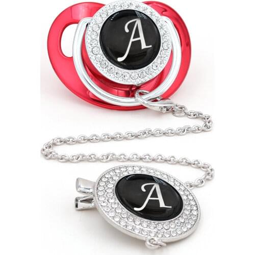 Luxury Pacifier Bling Baby Pacifier Clips Alphabet Infant Pacifier Gold Letter Unique 26 Name Initials Baby Shower Gift chupetes