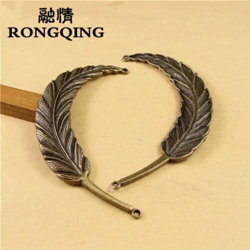 RONGQING 20pcs/lot 95*49MM leaf alloy Bronze Charms handmade Craft pendant making fit DIY for bracelet necklace