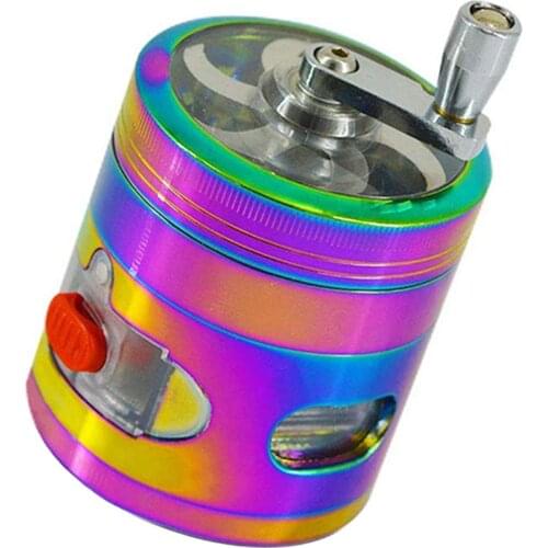 Hand Grinder with Drawer 4 Layers Detachable Zinc Alloy Clear Top Metal Food Processor