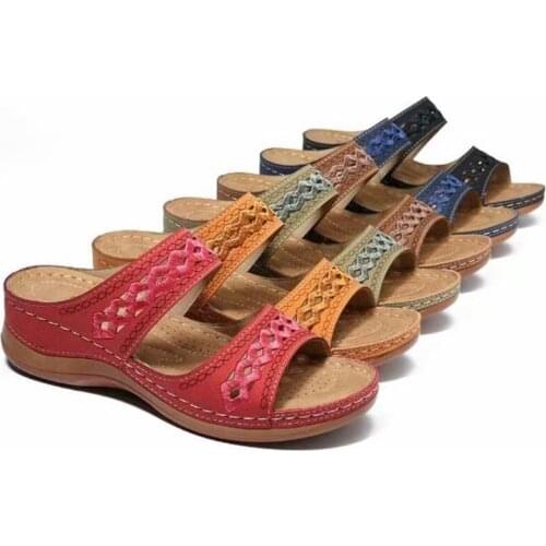 Sandals for Women Slope Heel Sandals Womens Hollow Wear Anti-slip Retro Increase Breathable Balance Lightweight Anti-slip Wear