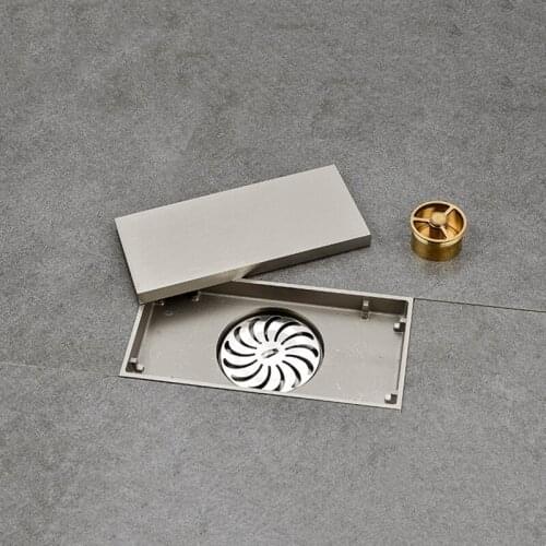 Drain 10*20CM Euro Antique Brass Invisible Floor Drain Cover Shower Waste Drainer Bathroom Bath Accessories Strainer 10*20CM