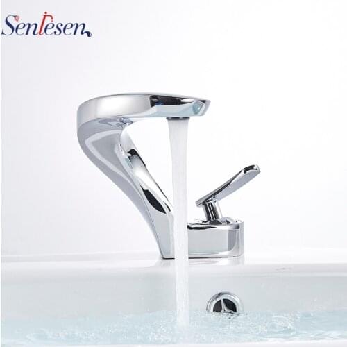Senlesen Black Basin Faucet Bathroom Deck Mounted Basin Sink Faucet Hot and Cold Water Mixer Tap 6 Colors