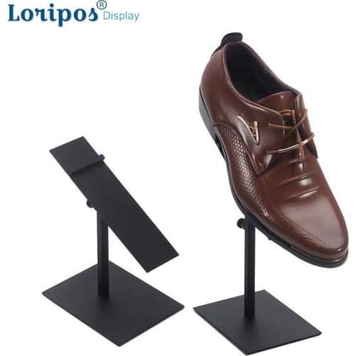 Stainless Steel Shoes Rack Table Shoes Holder Stand Desk Shoe Riser Display Stand Garment Store Display Shelf Metal Black