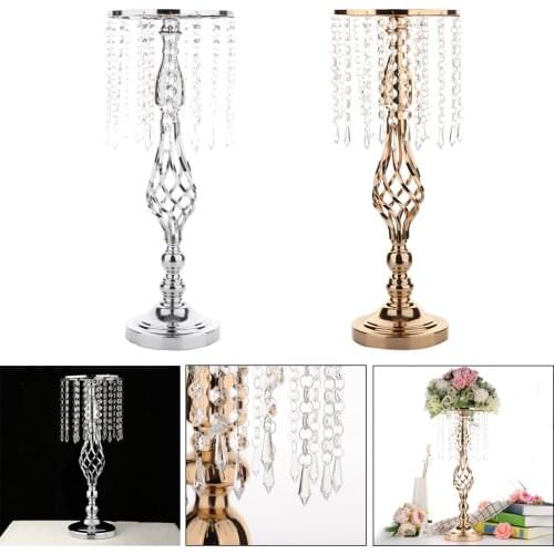 Candles Holder Party Wedding Flower Vase Stand Candlesticks Decor Silver