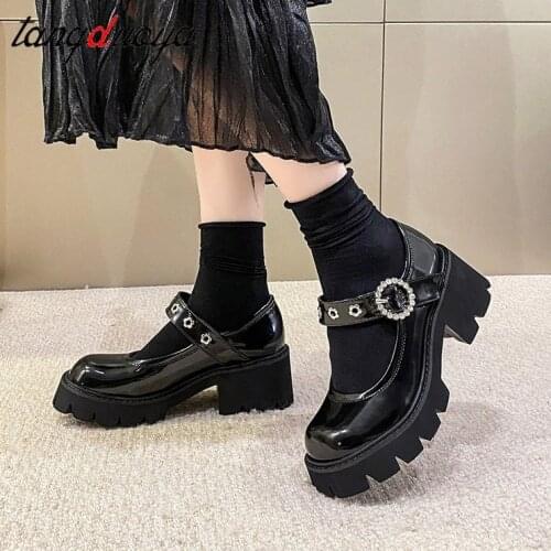 Lolita Shoes Woman Platform Mary Janes Womens Cosplay High Heels Ladies Black Pumps Female PU Leather Woman Non Slip Footwear