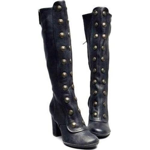 Ladies Knee-length Boots Autumn Winter New Products Fashion Warm Boots Retro High Heels Highop Knight Boots Zapatos Mujer Sapato