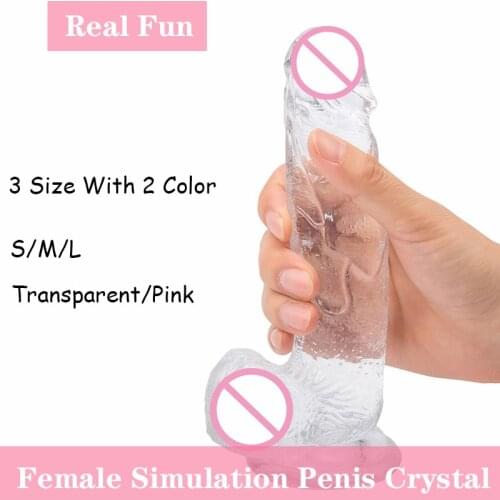 Female Simulation Penis Crystal Transparent Fake Penis Adult Female Masturbation Dildo
