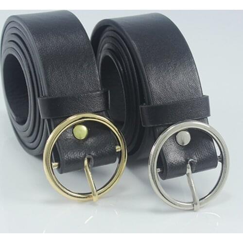 AWAYTR Mental Pin Round Buckle PU Leather Belt for Ladies Decoration Accessories Women Fashion Waistband