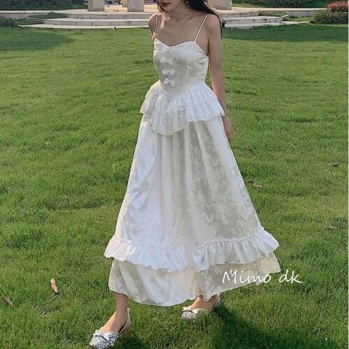 Bella new Women Summer New Lolita Retro Dress Palace Style Sweet Girl Camisole Dress Super Fairy Princess Bow Dress Bride Dress