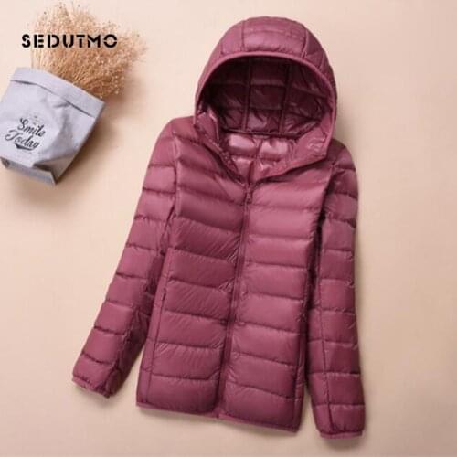 SEDUTMO 2018 Winter Plus Size 3XL Womens Down Jackets Short Ultra Light Duck Down Coat Autumn Warm Hooded Puffer Jacket ED152