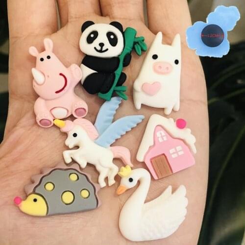 1Pcs Hippo Panda Animals House Unicorn Resin Garden Shoe Accessories Decoration Charms Fit Croc Jibz Holes Backpack Kid Gifts
