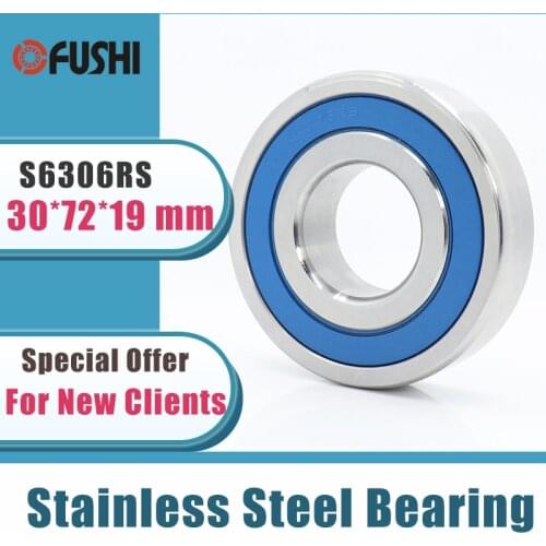 1PC S6306RS Bearing 30*72*19 mm ABEC-3 440C Stainless Steel S 6306RS Ball Bearings 6306 Stainless Steel Ball Bearing