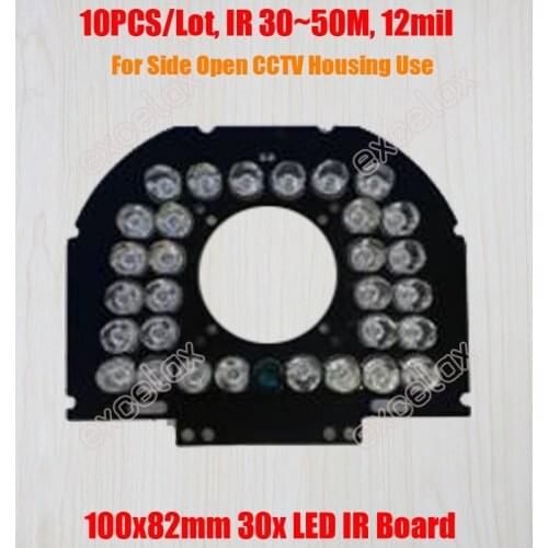 10PCS/Lot 30x LED Board IR 30m~50m 12mil 100x82mm PCB DC 12V Infrared Night Vision for Outdoor Side Open CCTV Camera Housing