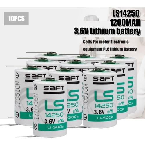 10pcs/lot New SAFT 14250 1/2AA Electronic Equipment LS14250 3.6V PLC Lithium Battery With Solder Feet For Mac Computer