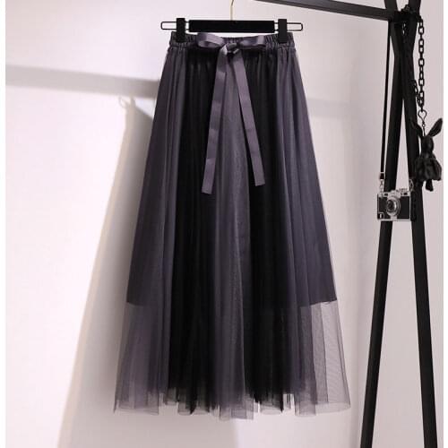 2020 New Summer Women Mesh A-Line Lace-Up High Waist Petticoat Skirts Female Plus Size 4XL Patchwork Big Swing Fairy Skits Z111