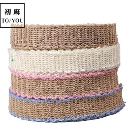 4cmx50m/lot Linen Roll Corrugated Lace Woven Rope Hemp Webbing Arts and Crafts DIY Hand Supplies Materials