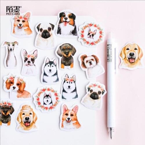 46pcs/box Kawaii Flowers Cute Dog Animal Scrapbooking Sticker Paper Decorative Travel Stickers Planner Journal Escolar