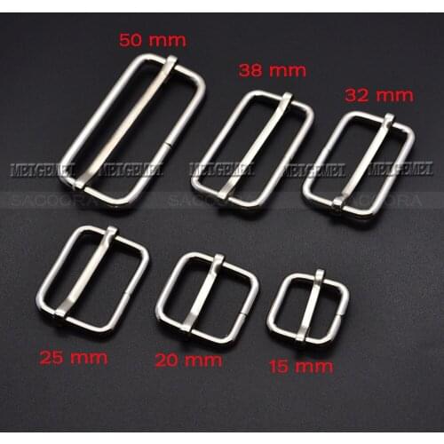 5pcs/pack Silver Metal Slides Tri-Glides Wire-Formed Roller Pin Buckles Belt clip Strap Slider Adjuster Buckles