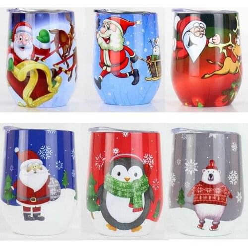 50pcs Christmas party 9oz Egg Cups Wine Tumbler Wine Glass Wall Stainless Steel Vacuum Insulated Tumbler Mugs Coffee Wine Cups