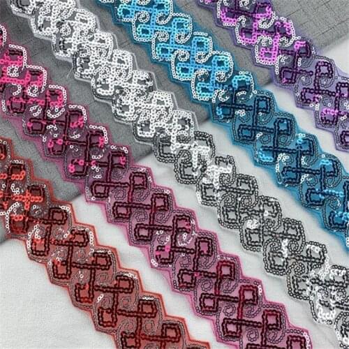 8 meters/lot spangle Sequin Beading Ribbon DIY Lace Trim For hand craft Garments Head dress Decoration
