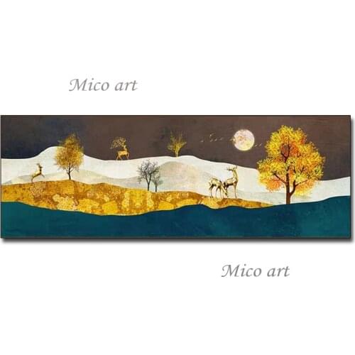 Abstract Gold Foil Textured Design Oil Painting Pure Hand-painted Abstract Landscape Canvas Wall Art Paintings Living Room Decor