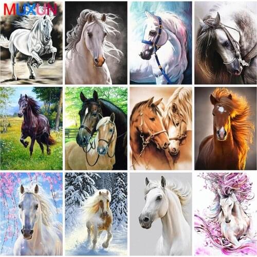 Diamond Embroidery Horse 5D Cross Stitch Diamond Painting Landscape Rhinestones Full Square Diamond Mosaic Animals Set Rp824