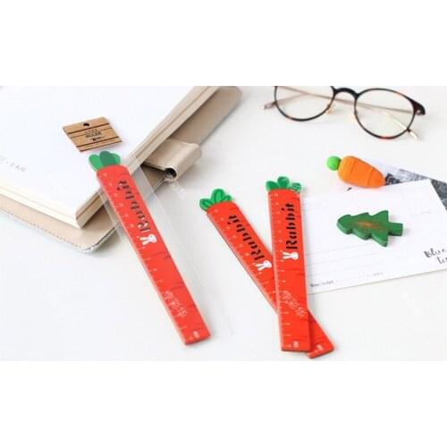 1 Piece Cute Carrot Wooden Ruler for School Supplies Cute Stationery Percision Measuring Tools Kawaii Accessories Novelty Prize
