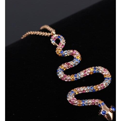 Goth Punk Long Chains Necklace For Women Color Rhinestone Winding Snake Pendant Vintage Gifts for the new year 2020 Jewelry