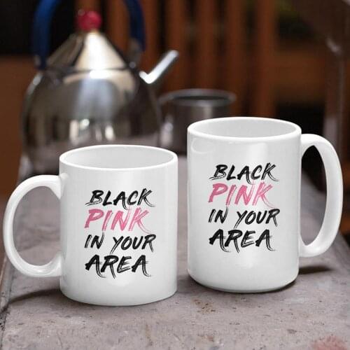 BLACK PINK IN YOUR AREA Big Coffee Mugs 15oz Ceramic Tea Cup Office Girl Friends Gift Mug