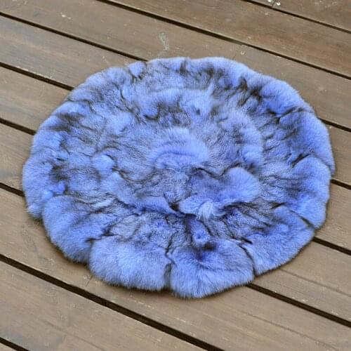 CX-D-35C Europe Style Warm Winter Home Car Use Round Handmade Seat Cushions Real Fox Fur Cushion
