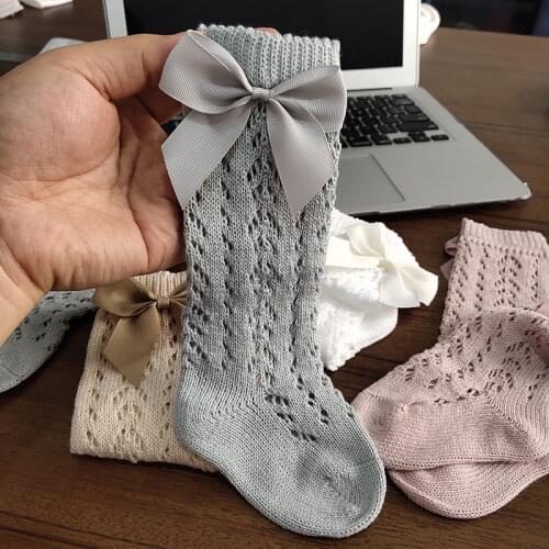 Kids Baby Girls Soft Socks Hollow Out Knee-high Socks Comfortable Toddler Solid Mesh Socks Children Spring Autumn Stockings