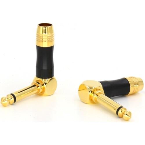 Two poles plug ,6.35mm 90 Degree right angle male phone jack plug, audio adapter Solder Connector